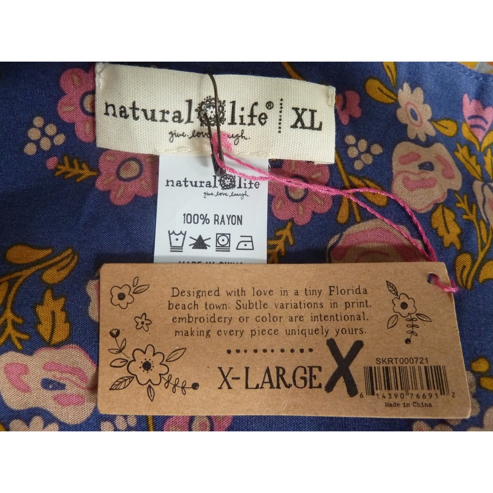Natural Life NWT Boho Patchwork Floral Mini Skirt XL Smocked Waist Hippie Skirt - Picture 4 of 4